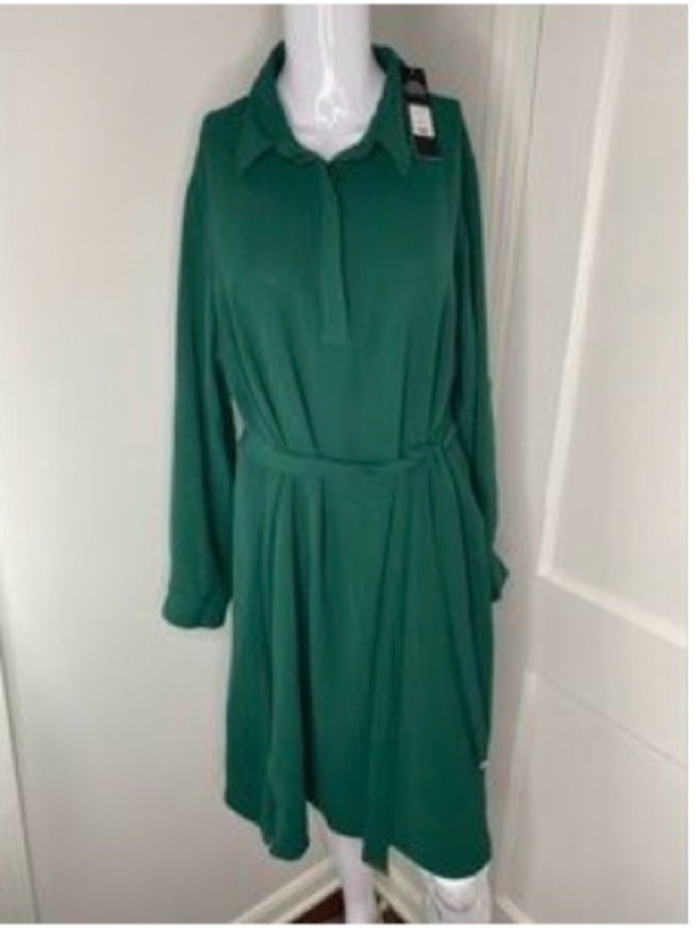 Fashion Nova  NWT Hunter Green Mini Shirt Dress with gold embellishments